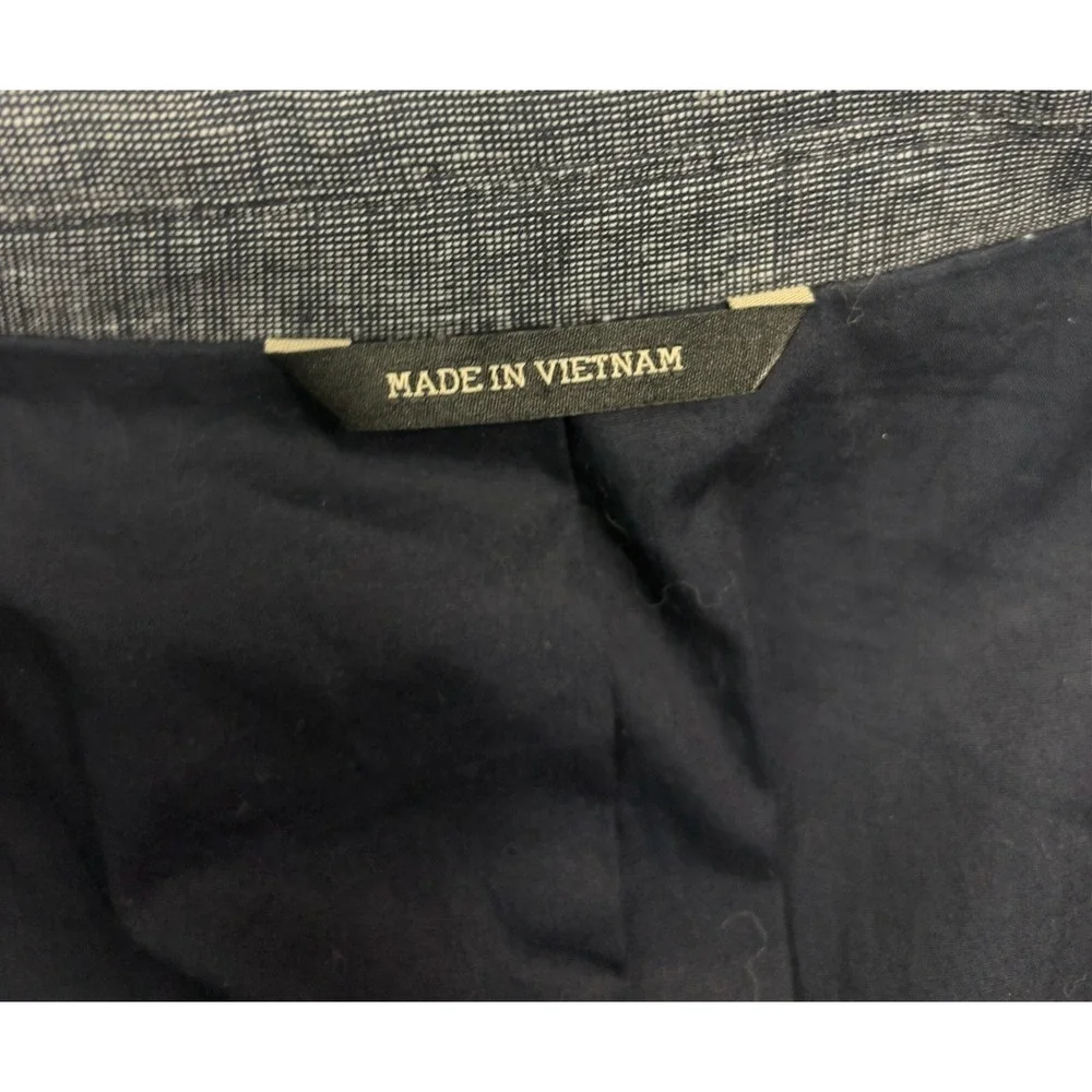 Banana Republic 46R Navy Blue Chambray Linen Cotton Blazer Jacket Sport Coat